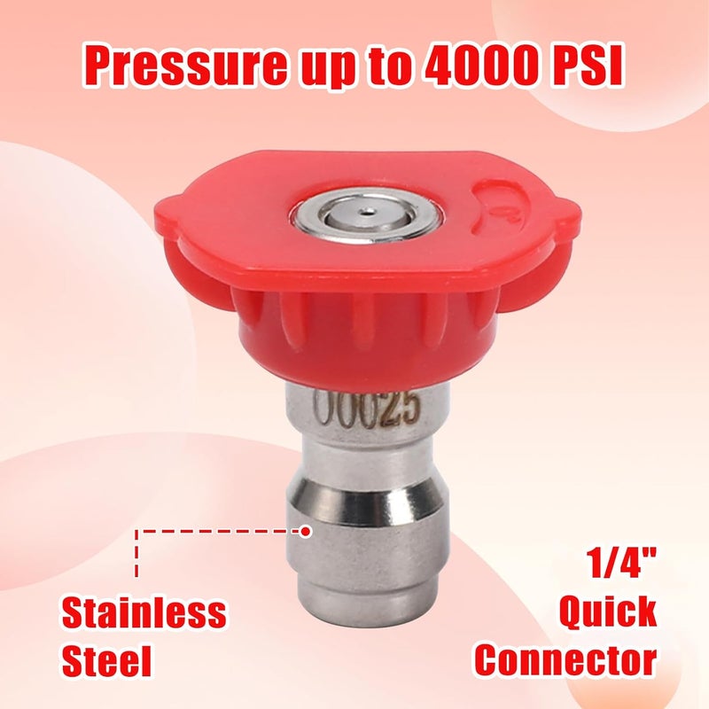 VIPRUSH Pressure Washer Tips, 7 Pack Power Washer Nozzle Tips, 0 Degree Red, 1/4 Inch Quick Connect, 4000 PSI - Image 4